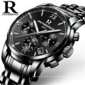 High Quality ONTHEEDGE 026 Mens Luxury Brand Wrist Watches Waterproof Full Steel Function Business Chronograph Calendar Watch